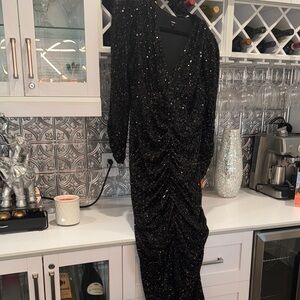 Express Black Sequin midi Dress